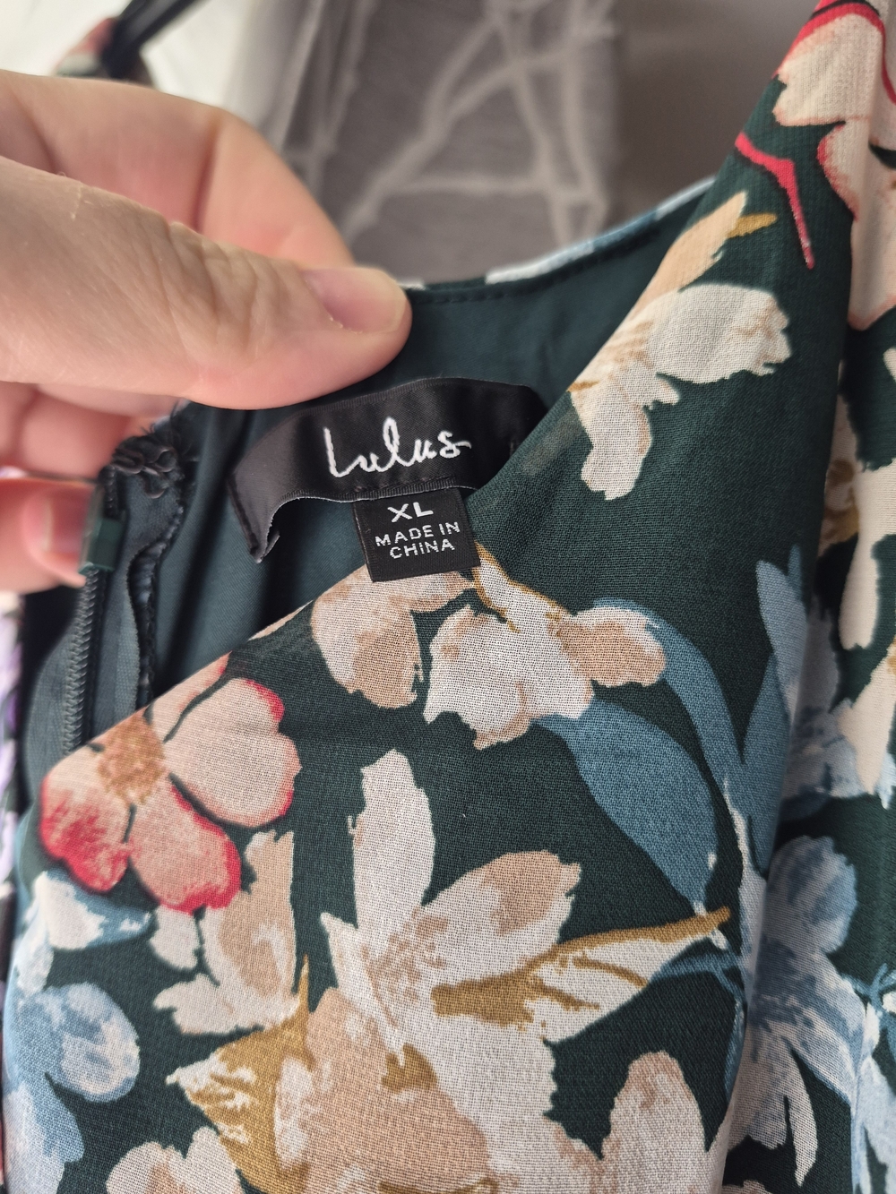 Lulu's Green Floral One-Shoulder High-Low Maxi with Tie Waist - Picture 5 of 5
